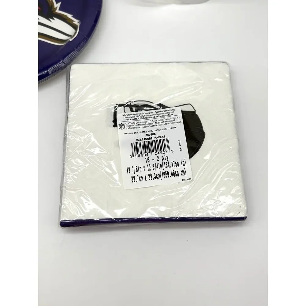 Baltimore Ravens NFL Party Supplies Plates Cups Napkins Set NWT Tailgate